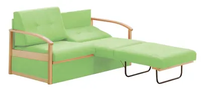 RO - R pohovka rozkládací, dřevěná, koženka HOLY Z 2 - koženka zelinkavá